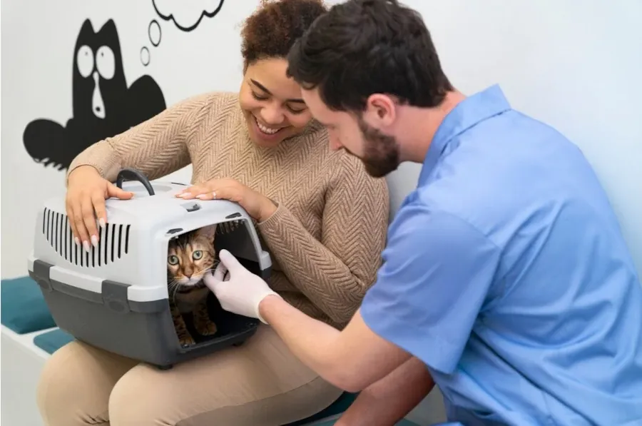 Best Fed Cats - photo of client and veterinarian having a friendly, trusting conversation  