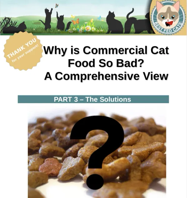 Best Fed Cats - Image of dry cat food with question mark for resource named "Part 3 - Solutions"